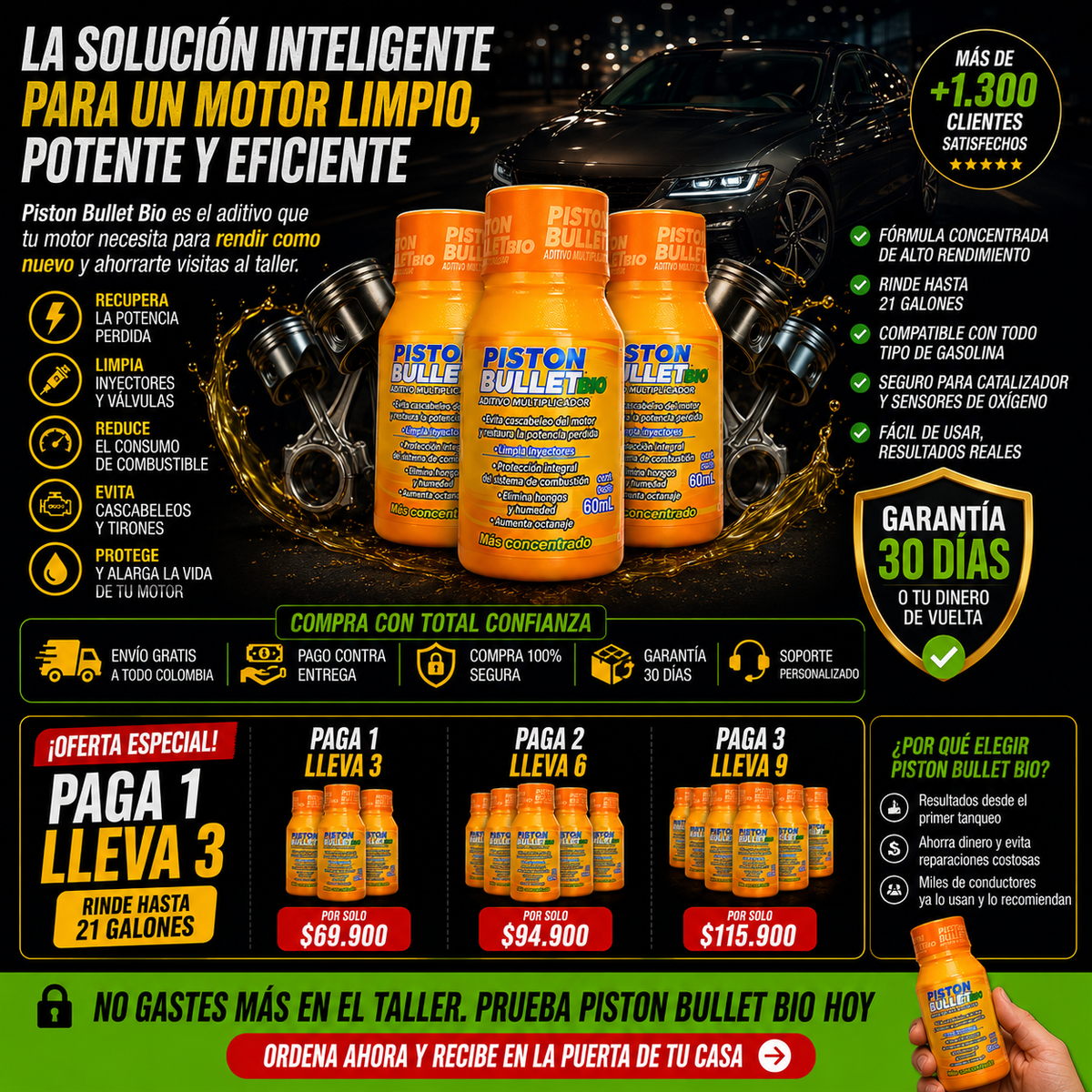 Piston Bullet ORIGINAL™: Recupera la Potencia de tu Motor
