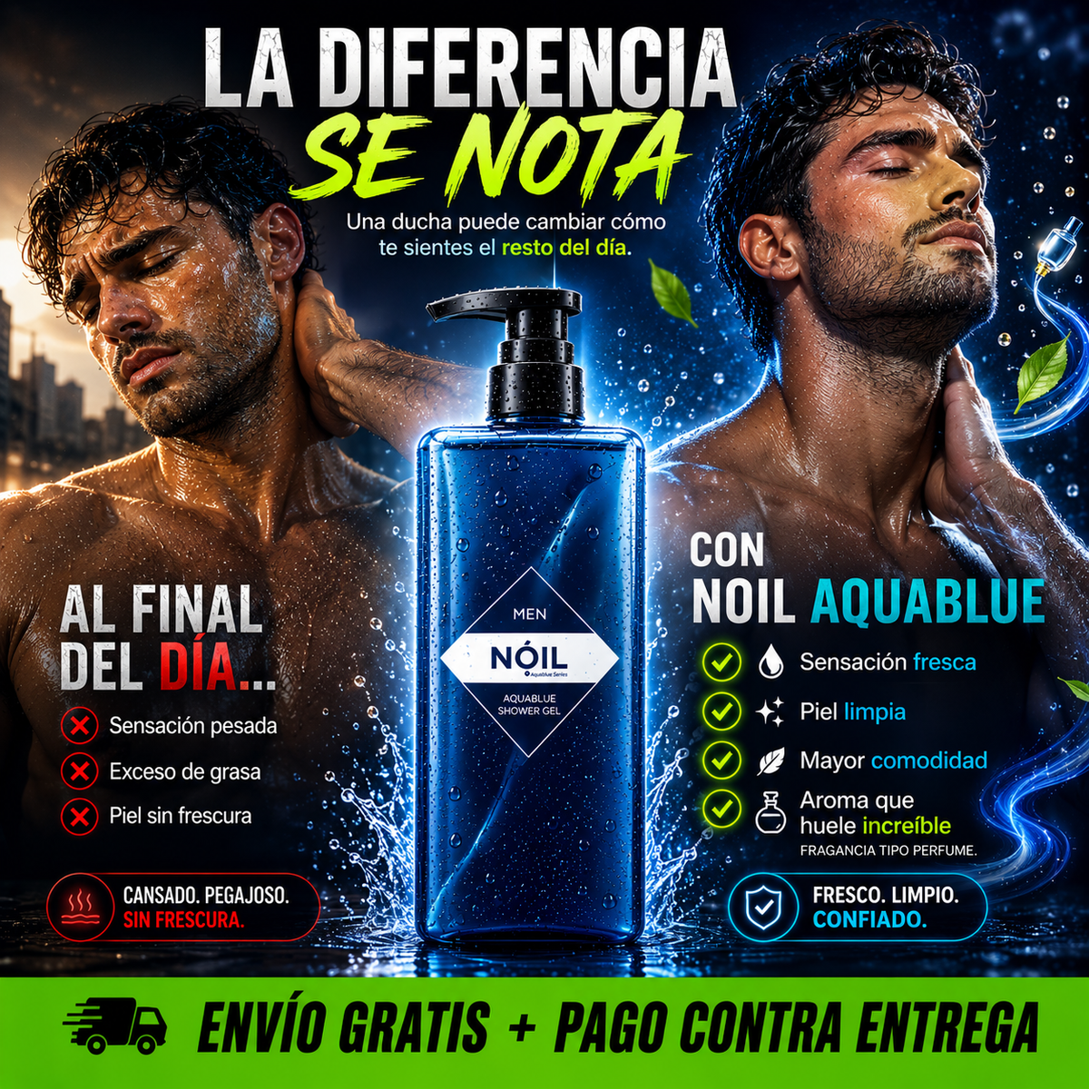 NOIL Gel Corporal™ | Aroma Refrescante y Cuidado Diario + Espalda Reluciente