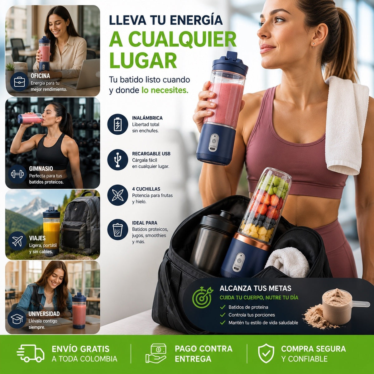 Licuadora Portátil Recargable USB 2 en 1