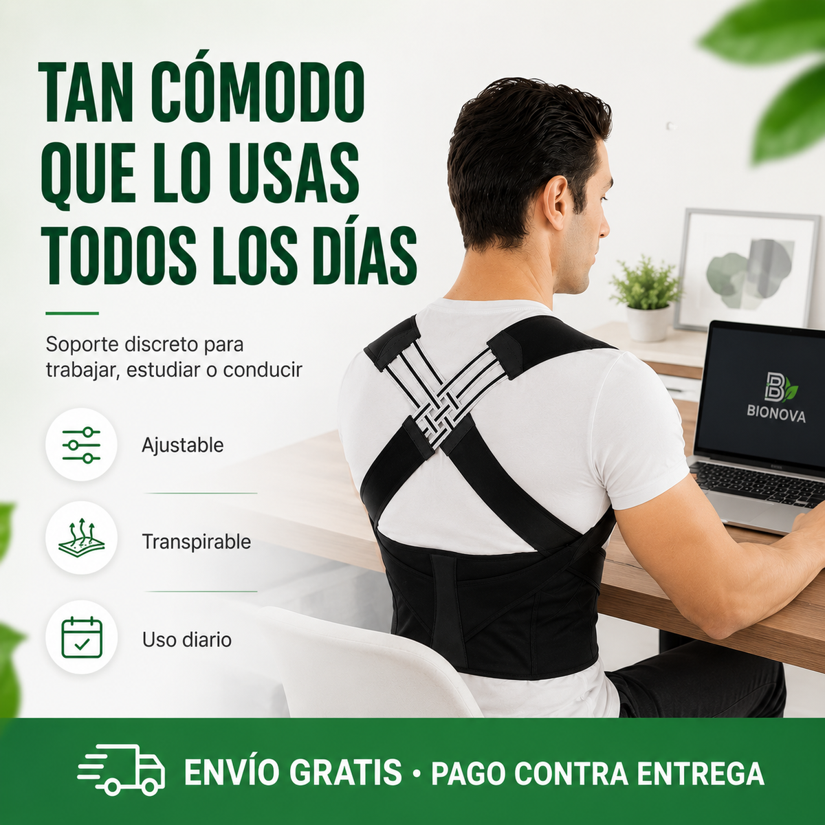 🟢 CORRECTOR DE POSTURA™ | SOPORTE ERGONÓMICO AJUSTABLE