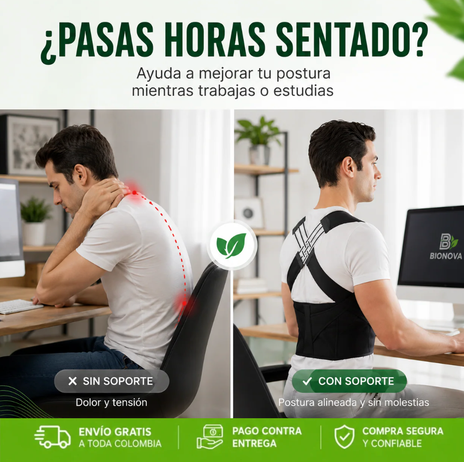 🟢 CORRECTOR DE POSTURA™ | SOPORTE ERGONÓMICO AJUSTABLE